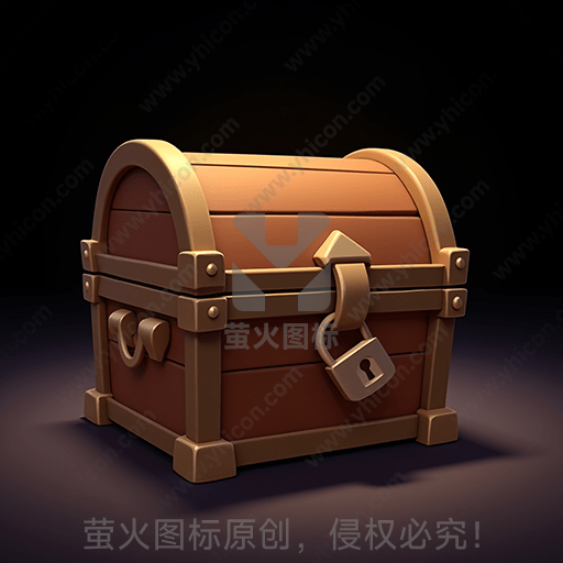 一个古风样式的木制宝箱，有锁