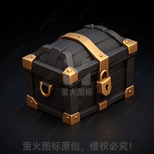 黑色储物箱，金色锁扣和装饰