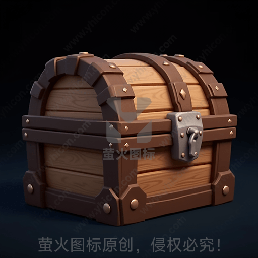 木质宝箱，铁质加固条和锁