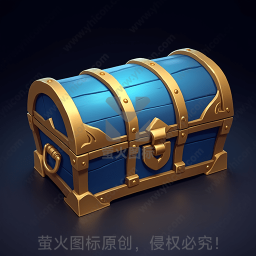 一只金边蓝色古董风格的宝箱