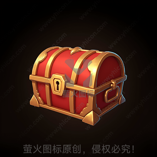 红色金属边框的古老宝箱