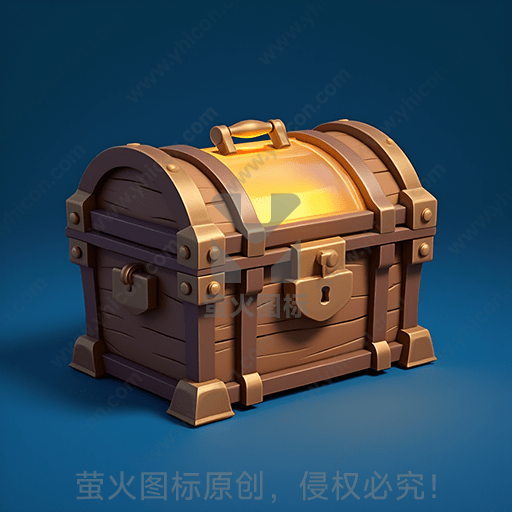 金色边框的复古木质宝箱