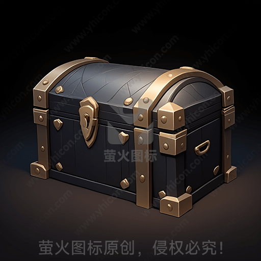 深蓝色带金属边框的古老宝箱