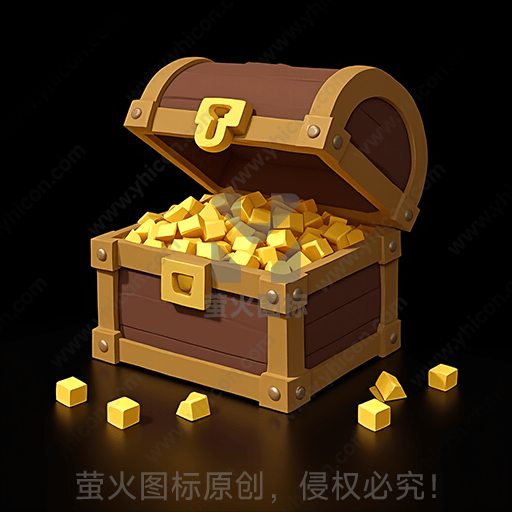 一个充满金块的开启宝箱