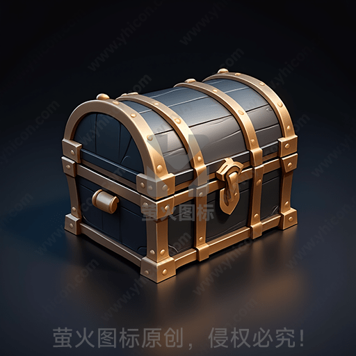 古老风格的金属宝箱置于黑色背景