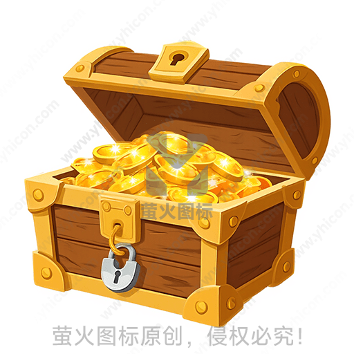 木质宝箱内满是闪亮的金币