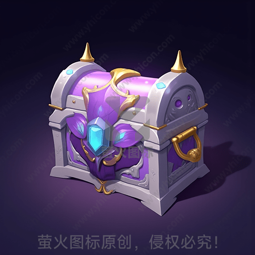 紫色宝石镶嵌的神秘宝箱
