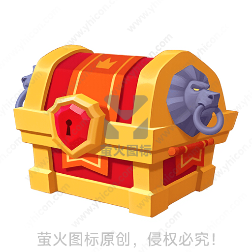 红金色的宝箱，有狮子头装饰