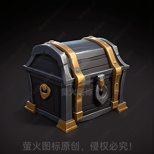 黑色木头和黄金条装饰的宝箱