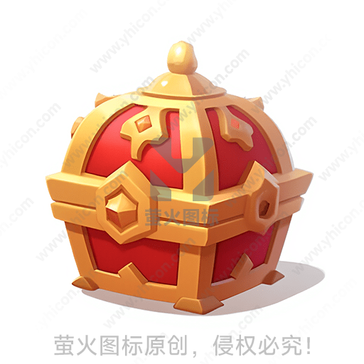 一只红色金属质感的宝箱