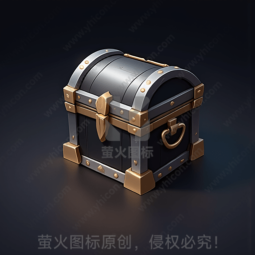 一只封闭的古老宝箱，镶金装饰