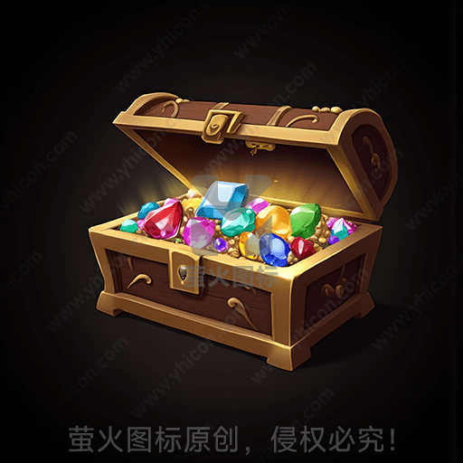 开启的宝箱，内含多彩宝石
