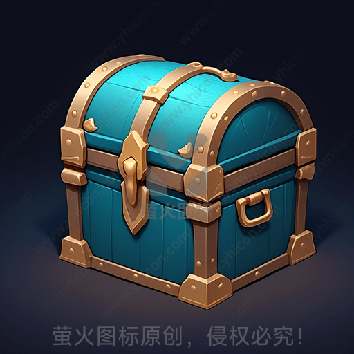 蓝色和棕色的宝箱，金属扣合