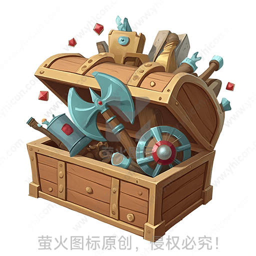 开启的宝箱里装满了武器与宝石