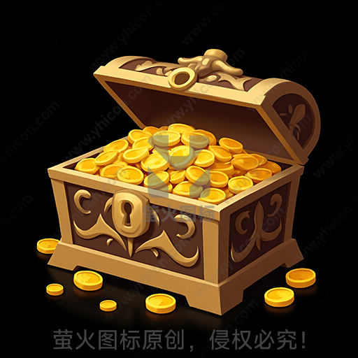 装满金币的木制宝箱
