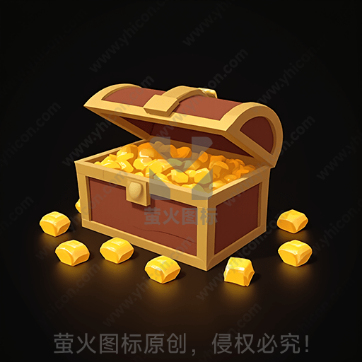 一只打开的宝箱里装满了金币