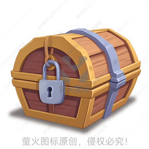 锁住的木质宝箱，金属镶边