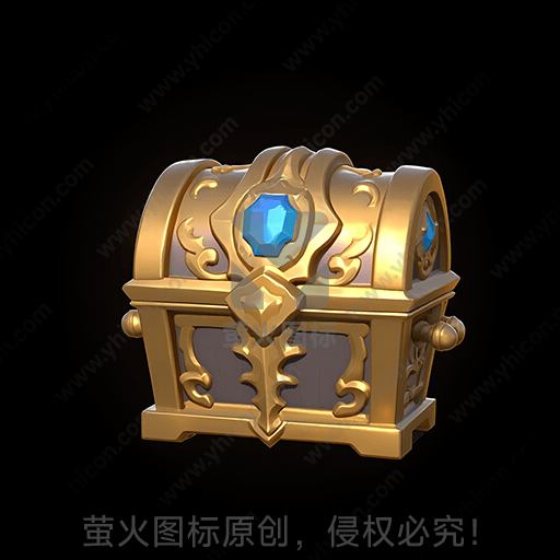 金色宝箱，镶有蓝宝石