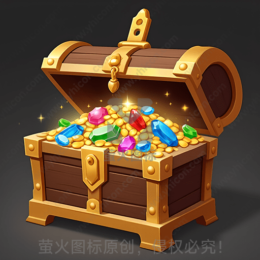 宝箱内满是闪耀的宝石