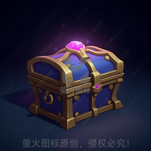 紫色宝石装饰的神秘宝箱