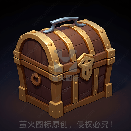 深色木质带金属条宝箱