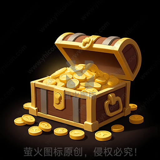一只装满金币的木质宝箱