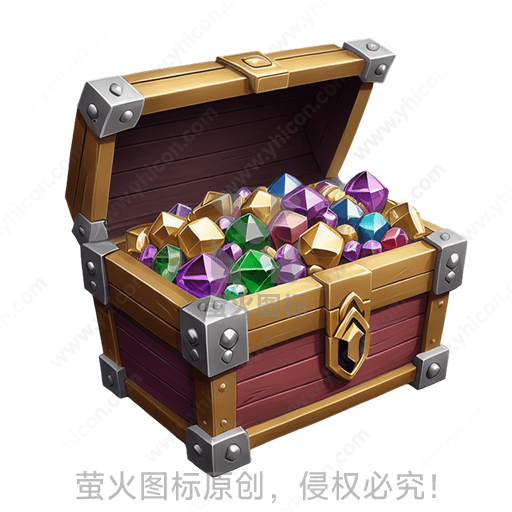木制宝箱内满是各色宝石