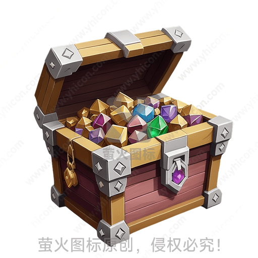 宝箱里满是闪耀的多彩宝石