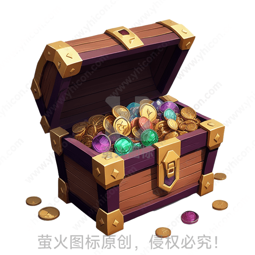 木质宝箱中满是金币和宝石