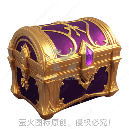 紫宝箱饰金色花纹与紫宝石