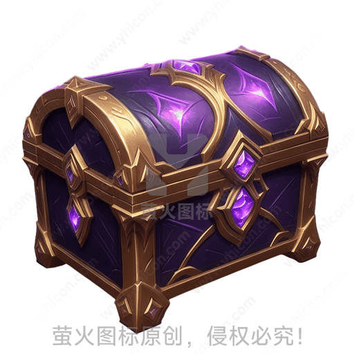 紫色宝石镶嵌的金色宝箱