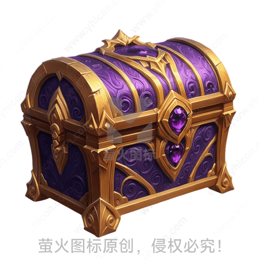 紫色带宝石的古老宝箱