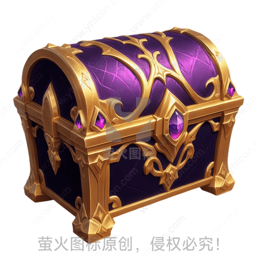 紫宝箱饰金色花纹与紫宝石