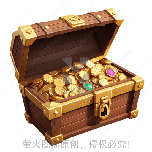 装满金币宝石的木制宝箱