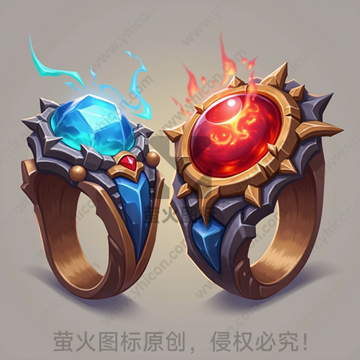 粉红色宝石与蓝色宝石组成的华丽戒指