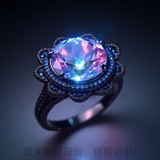 蓝宝石镶嵌的金戒指，精致雕花