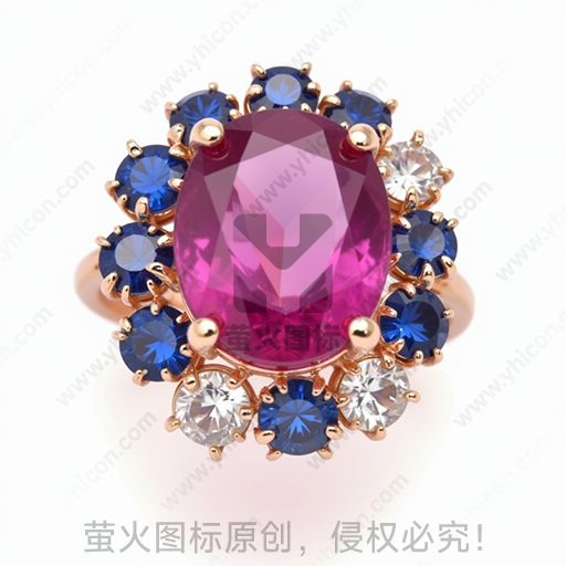 闪闪发光的蓝宝石戒指，雕刻精细