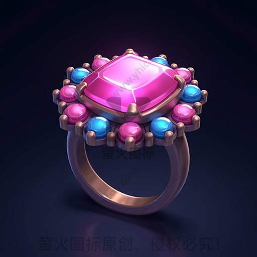 粉紫色宝石戒指，有多颗小珠装饰