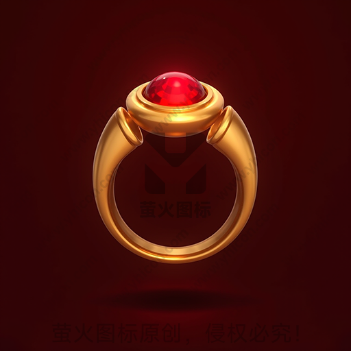 红色宝石镶嵌的金戒指