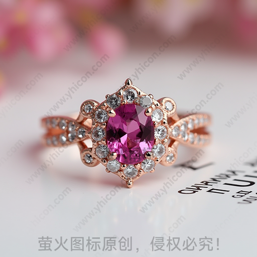 粉红色宝石的精美金戒指