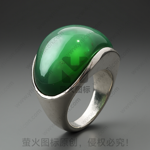 银质戒指镶嵌大颗翠绿宝石