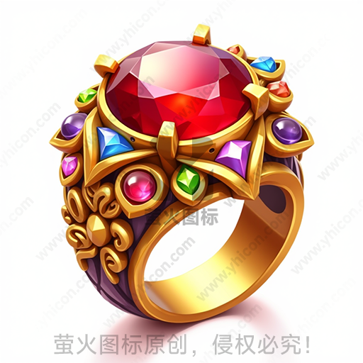 一枚镶嵌着各色宝石的华丽金戒指