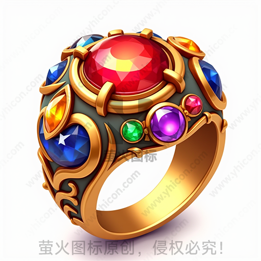 这是一枚镶嵌着多彩宝石的金戒指