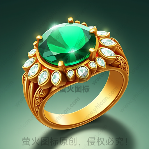 绿色宝石镶嵌金戒指，精致光泽