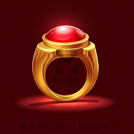 金色戒指，镶有红色宝石