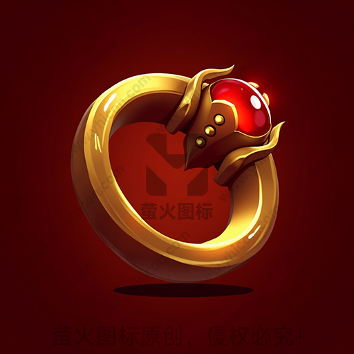 红色宝石镶嵌的金色戒指，光泽鲜亮