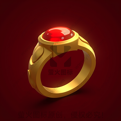 红宝石金戒指，红色背景