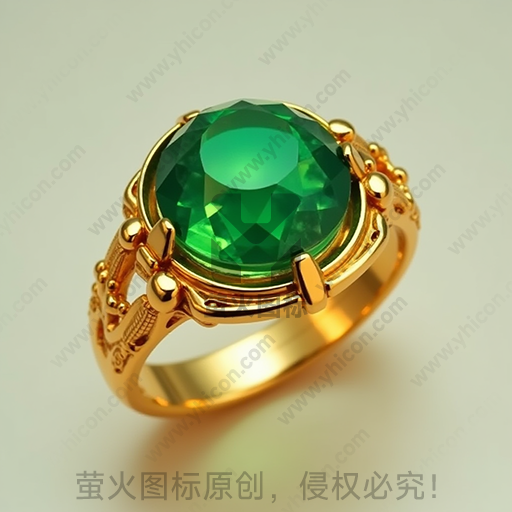 金色戒指镶嵌绿色宝石
