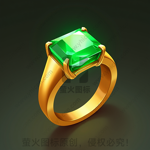 翠绿色宝石镶嵌金戒指