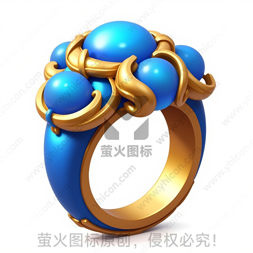 蓝色宝石镶嵌金色戒指